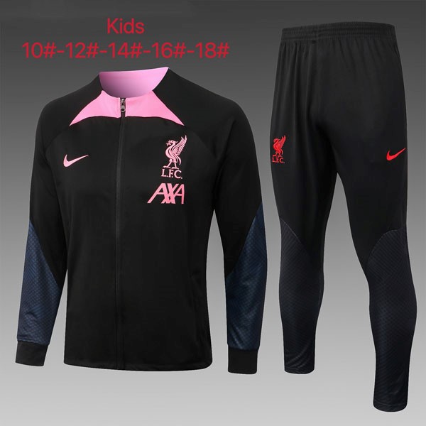 Niños Chandal Liverpool 2023 Negro Rosa